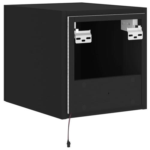 Væghængt tv-bord med LED-lys 30,5x35x30 sort