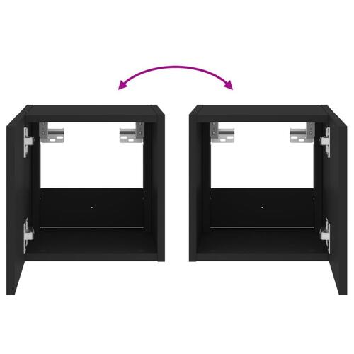 Væghængt tv-bord med LED-lys 30,5x35x30 sort