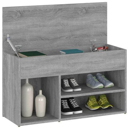 Skobænk 80x30x45 cm konstrueret træ grå sonoma-eg