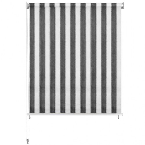 Udendørs rullegardin 220 x 230 cm antracitgrå og hvid stribet