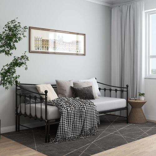 Sengestel til udtræksseng 90x200 cm metal sort