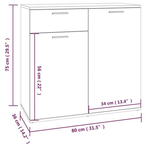 Skænk 80x36x75 cm konstrueret træ brun egetræsfarve
