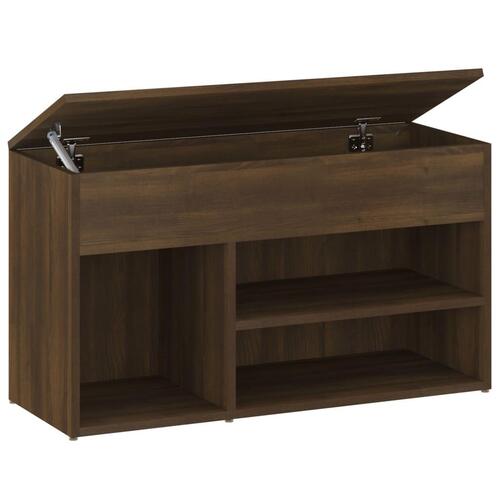 Skobænk 80x30x45 cm konstrueret træ brun egetræ