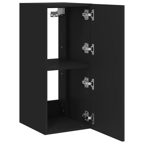 Væghængt tv-bord med LED-lys 30,5x35x70 sort