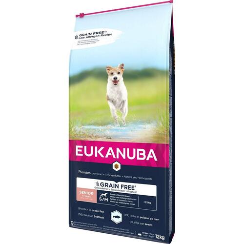 Foder Eukanuba Grain Free Senior small/medium breed Ældre Fisk 12 kg