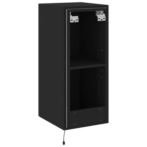 Væghængt tv-bord med LED-lys 30,5x35x70 sort