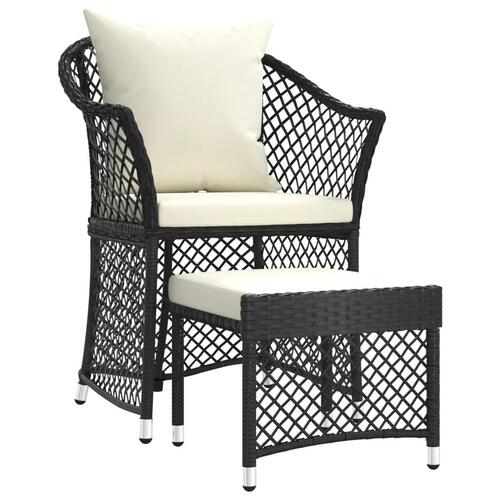 Loungesæt til haven 2 dele med hynder polyrattan sort