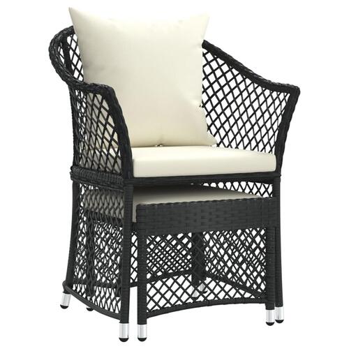 Loungesæt til haven 2 dele med hynder polyrattan sort