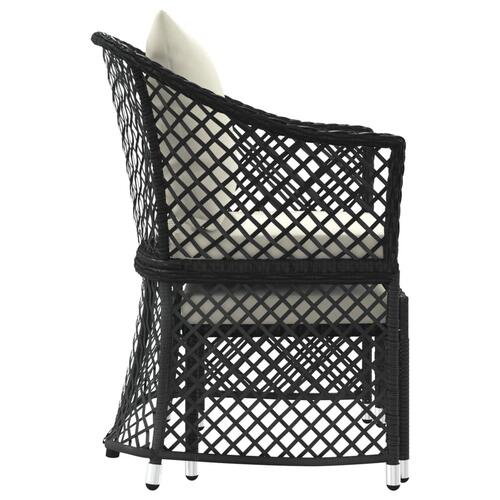 Loungesæt til haven 2 dele med hynder polyrattan sort