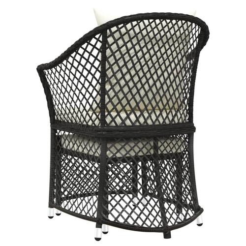 Loungesæt til haven 2 dele med hynder polyrattan sort