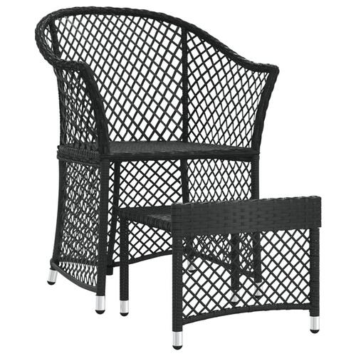 Loungesæt til haven 2 dele med hynder polyrattan sort