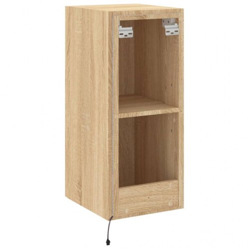 Væghængt tv-bord med LED-lys 30,5 x 35 x 70 cm - sonoma-eg