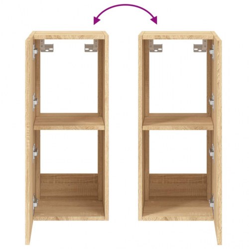 Væghængt tv-bord med LED-lys 30,5 x 35 x 70 cm - sonoma-eg