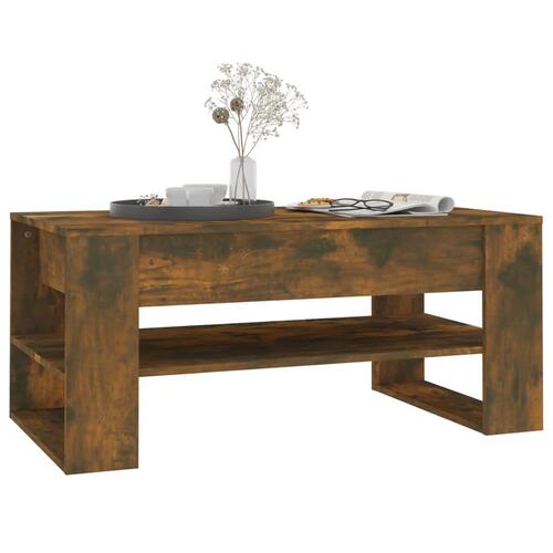 Sofabord 102x55x45 cm konstrueret træ røget egetræsfarve