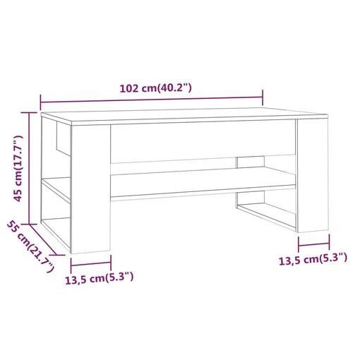 Sofabord 102x55x45 cm konstrueret træ røget egetræsfarve