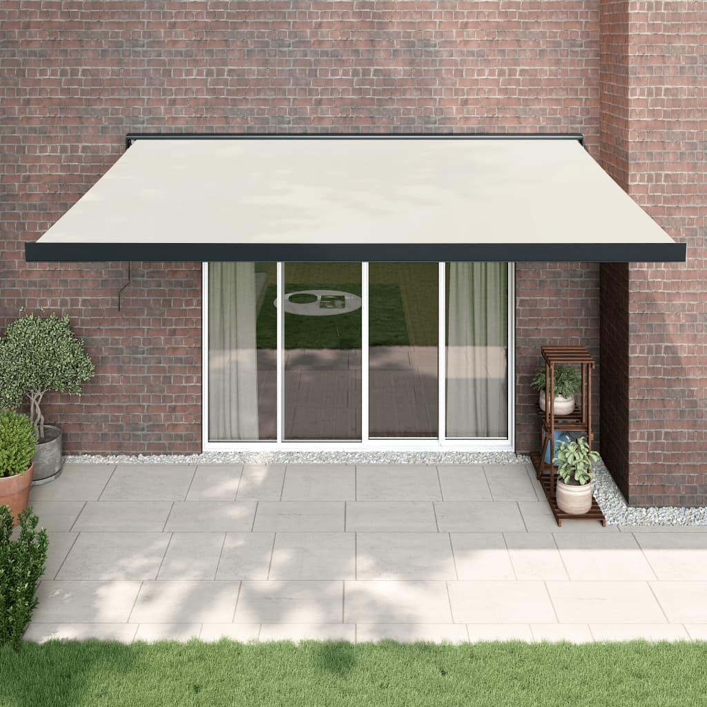 Foldemarkise 4x3 m stof og aluminium cremefarvet