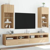 Tv-borde med LED-lys 2 stk. 40,5x30x90 cm sonoma-eg