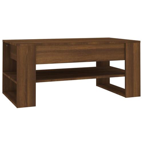 Sofabord 102x55x45 cm konstrueret træ brun egetræsfarve