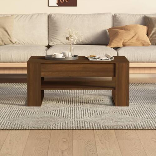 Sofabord 102x55x45 cm konstrueret træ brun egetræsfarve