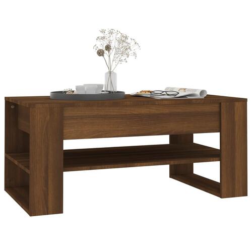 Sofabord 102x55x45 cm konstrueret træ brun egetræsfarve