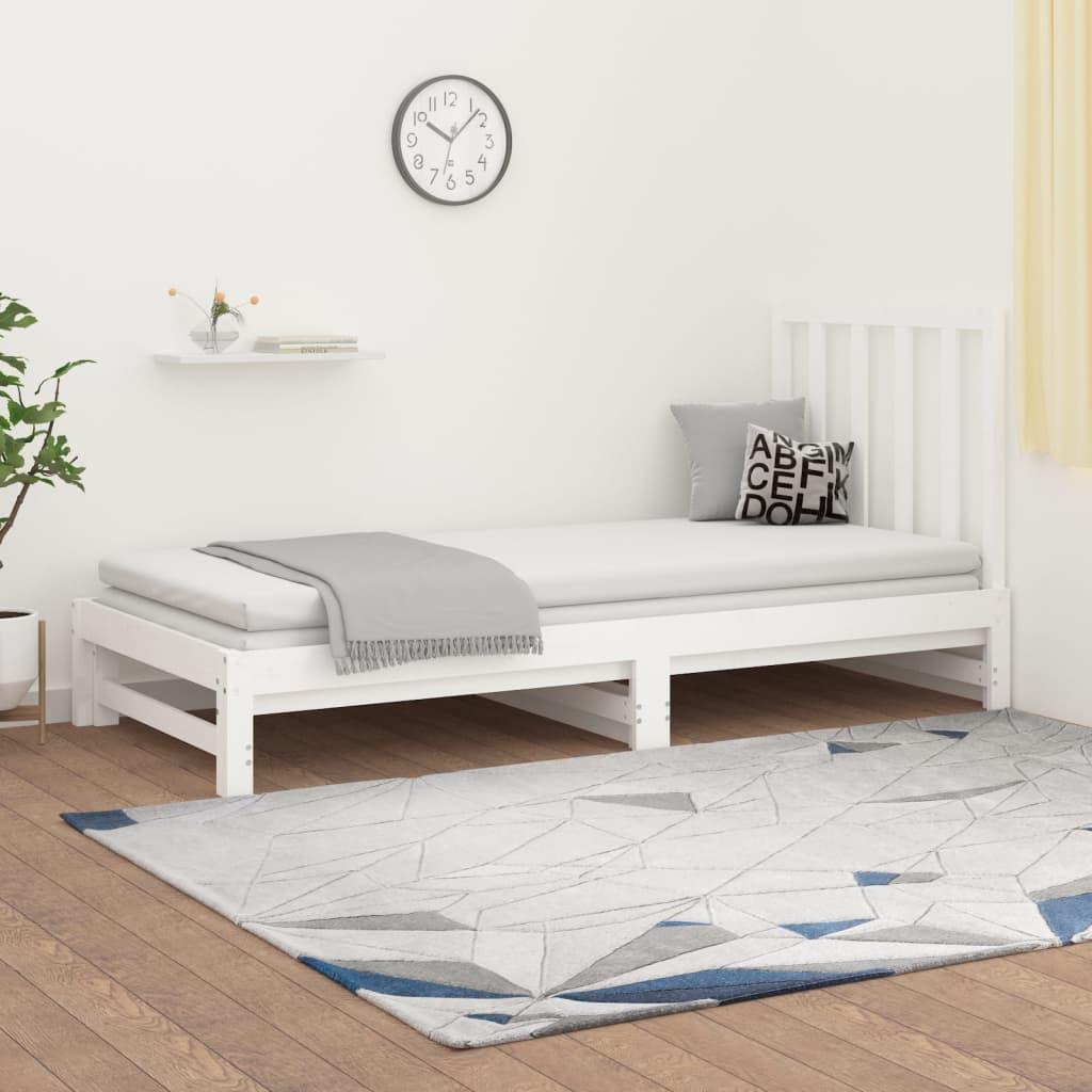 Daybed med udtræk 2x(90x200) cm massivt fyrretræ hvid
