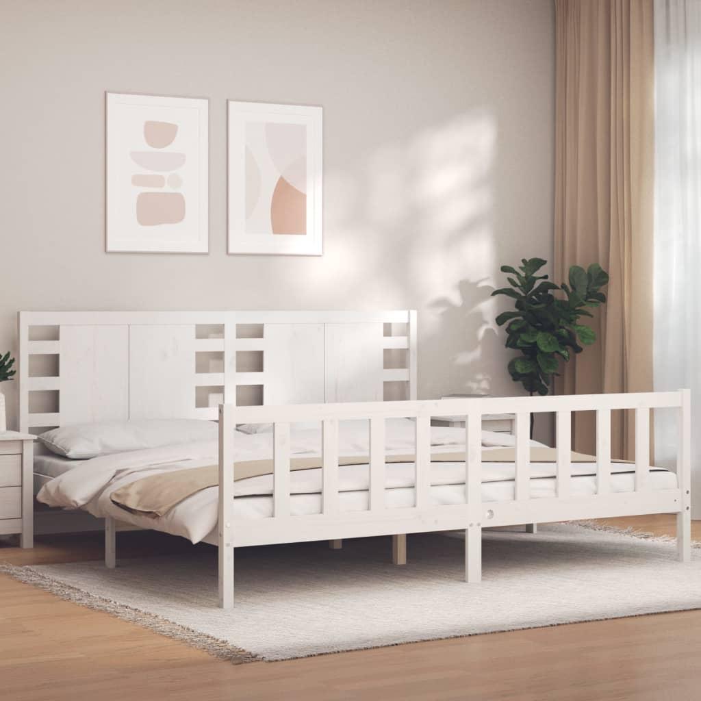 Sengeramme uden madras 200x200 cm massivt fyrretræ hvid