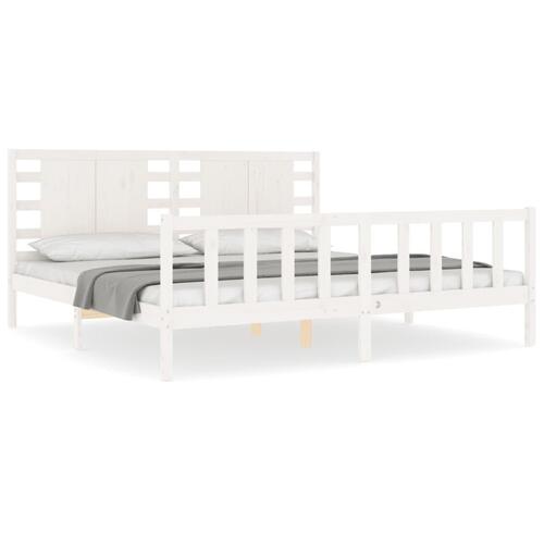 Sengeramme uden madras 200x200 cm massivt fyrretræ hvid