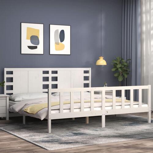 Sengeramme uden madras 200x200 cm massivt fyrretræ hvid