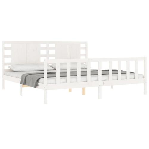 Sengeramme uden madras 200x200 cm massivt fyrretræ hvid