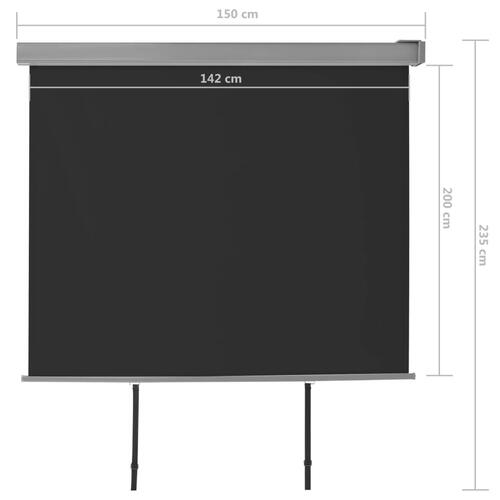 Sidemarkise til altan multifunktionel 150x200 cm sort
