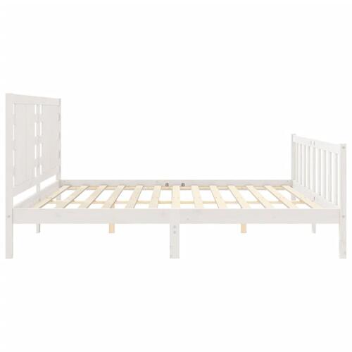 Sengeramme uden madras 200x200 cm massivt fyrretræ hvid