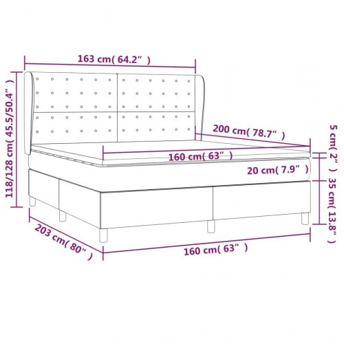 Kontinentalseng med madras 160×200 cm - stof, mørkegrå