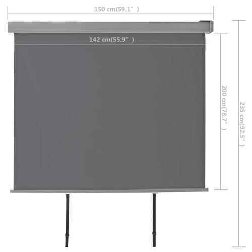 Sidemarkise til altan multifunktionel 150x200 cm grå