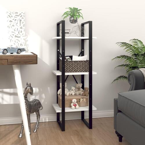 Bogreol med 3 hylder 40x30x105 cm konstrueret træ hvid