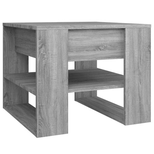 Sofabord 55,5x55x45 cm konstrueret træ grå sonoma-eg