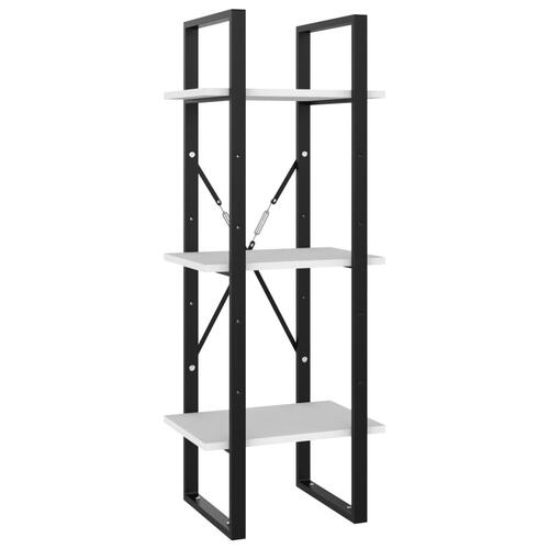 Bogreol med 3 hylder 40x30x105 cm konstrueret træ hvid