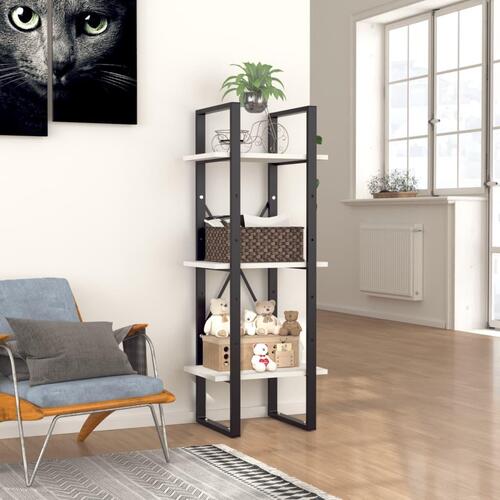 Bogreol med 3 hylder 40x30x105 cm konstrueret træ hvid