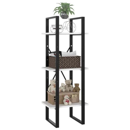 Bogreol med 3 hylder 40x30x105 cm konstrueret træ hvid