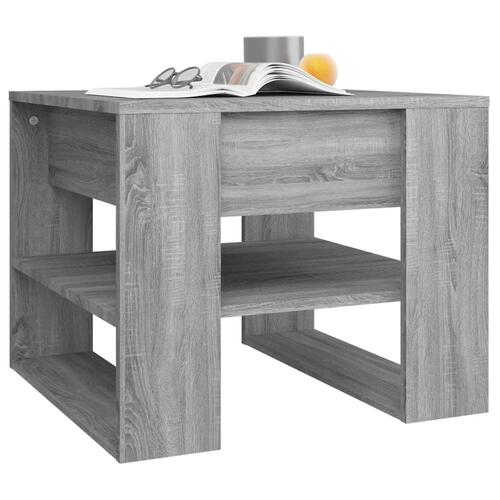 Sofabord 55,5x55x45 cm konstrueret træ grå sonoma-eg