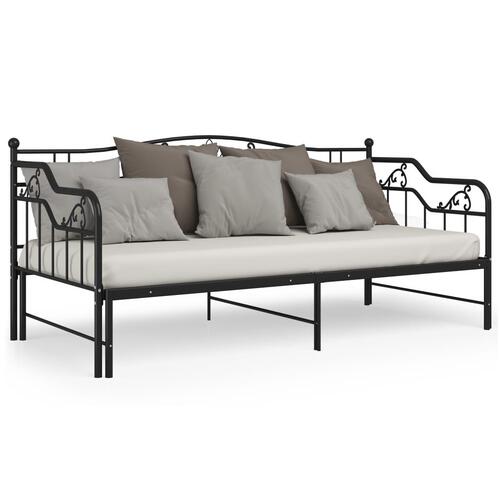 Sengestel til udtræksseng 90x200 cm metal sort