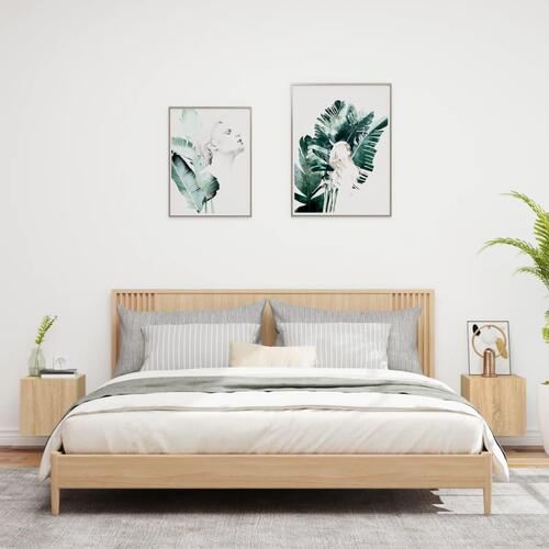 Væghængte tv-borde 2 stk. med LED-lys 30,5x35x30 cm sonoma-eg