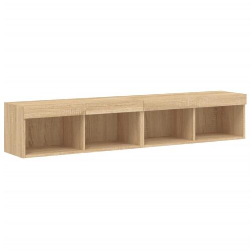 Tv-borde 2 stk. med LED-lys 80x30x30 cm sonoma-eg