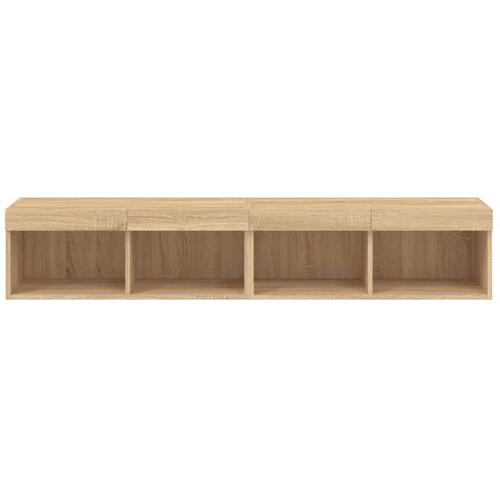Tv-borde 2 stk. med LED-lys 80x30x30 cm sonoma-eg