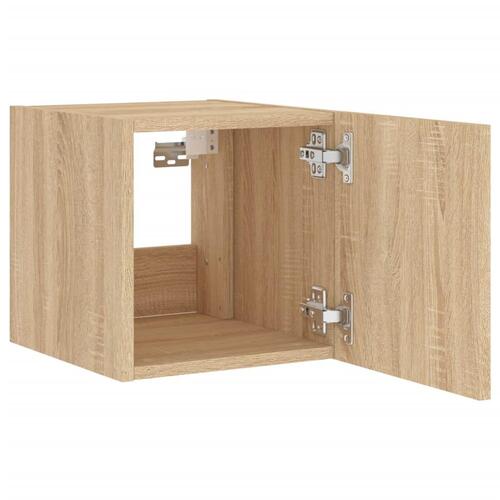 Væghængte tv-borde 2 stk. med LED-lys 30,5x35x30 cm sonoma-eg