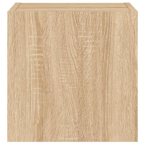 Væghængte tv-borde 2 stk. med LED-lys 30,5x35x30 cm sonoma-eg