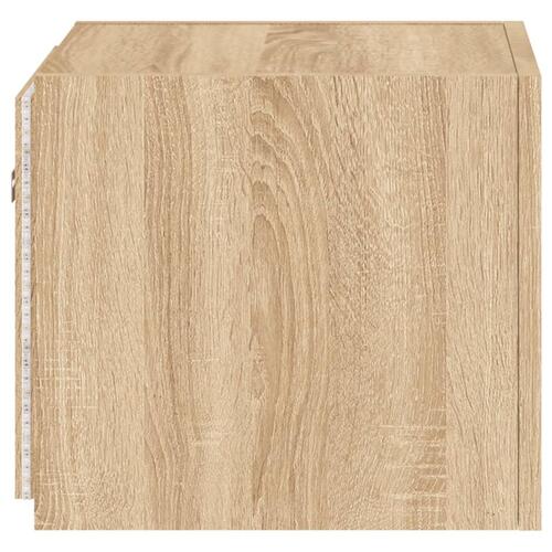 Væghængte tv-borde 2 stk. med LED-lys 30,5x35x30 cm sonoma-eg