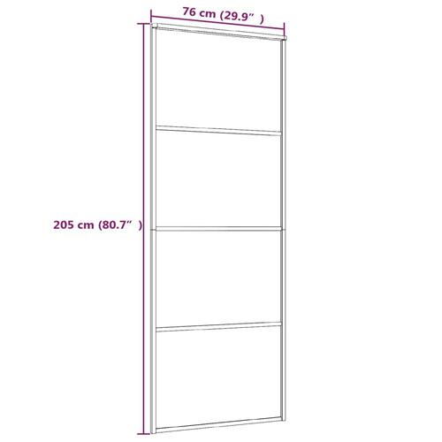 Skydedør 76x205 cm aluminium og sikkerhedsglas sort