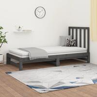 Daybed med udtræk 2x(90x200) cm massivt fyrretræ grå