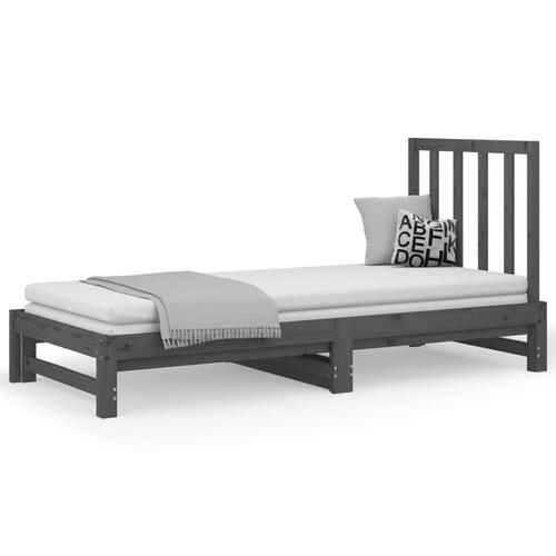 Daybed med udtræk 2x(90x200) cm massivt fyrretræ grå