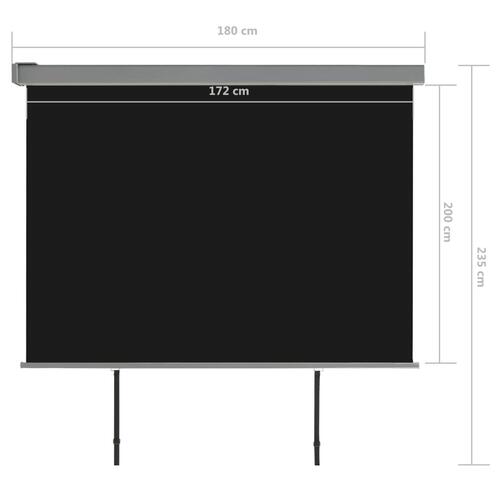 Sidemarkise til altan multifunktionel 180x200 cm sort